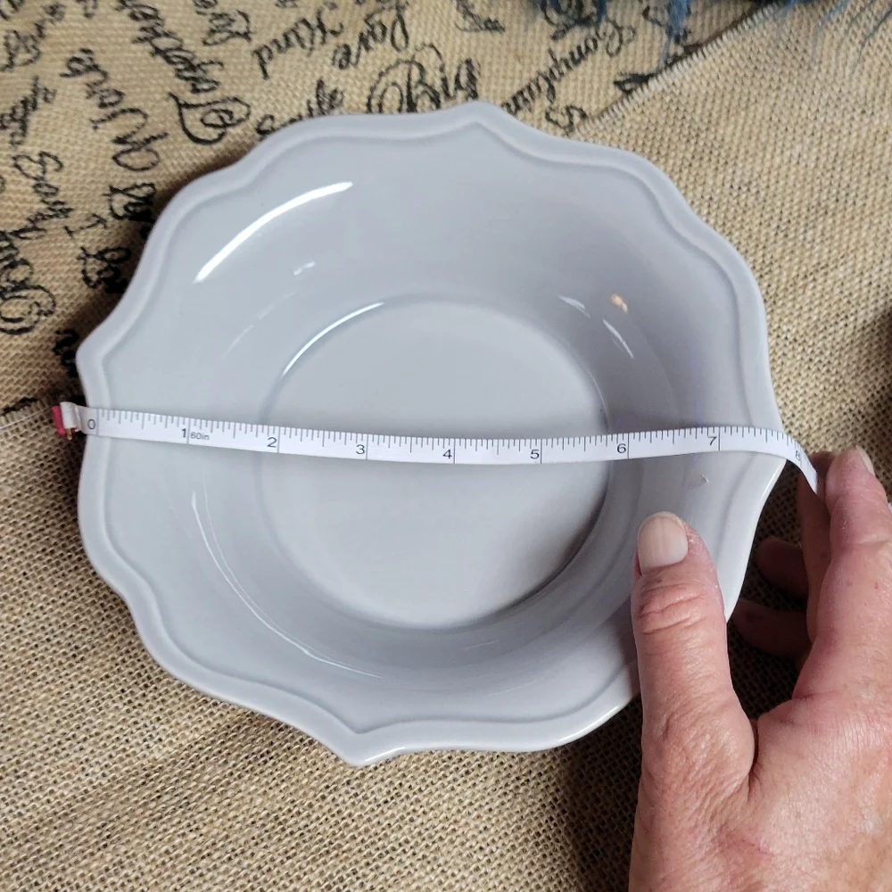 Pier 1 lot of 2 vintage ceramic Kate Flint soup bowls scallop edge